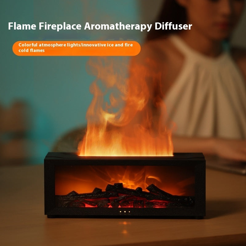 New Flame Aromatherapy Machine Colorful Essential Oil Diffuser Home Large Fog Volume Flame Humidifier 3D Flame Fireplace Machine [cjdrop]