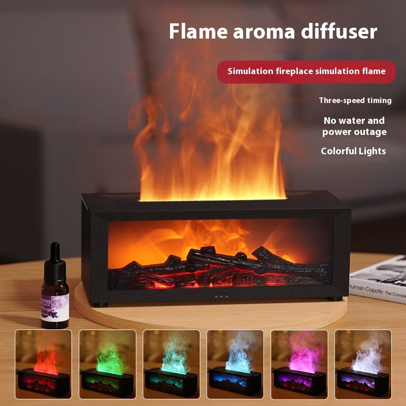 New Flame Aromatherapy Machine Colorful Essential Oil Diffuser Home Large Fog Volume Flame Humidifier 3D Flame Fireplace Machine [cjdrop]