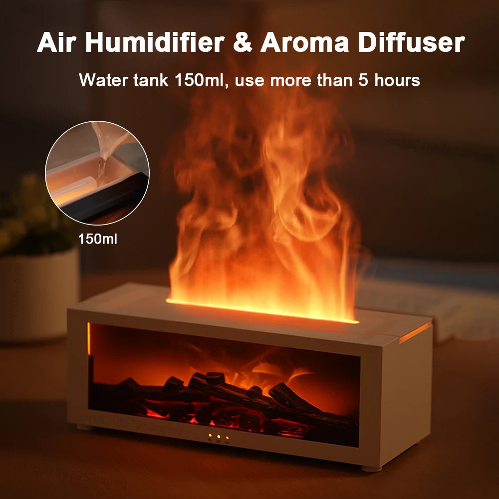 New Flame Aromatherapy Machine Colorful Essential Oil Diffuser Home Large Fog Volume Flame Humidifier 3D Flame Fireplace Machine [cjdrop]