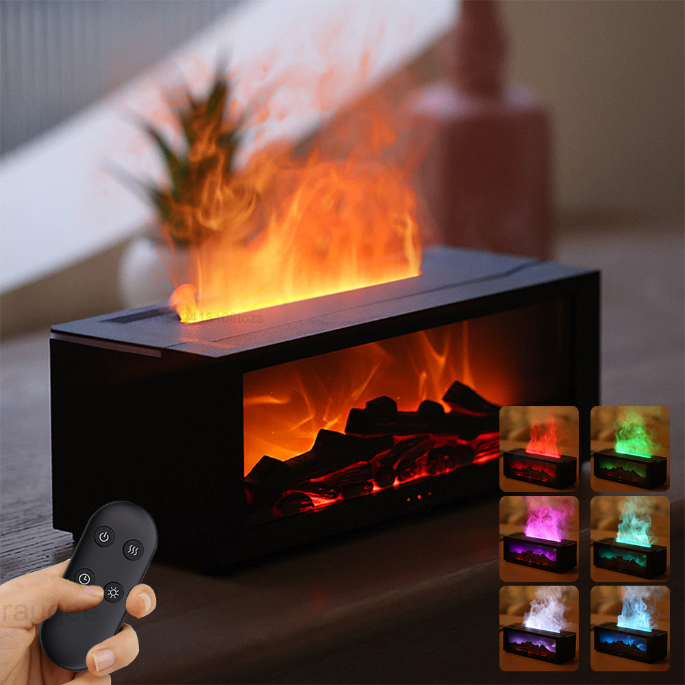 New Flame Aromatherapy Machine Colorful Essential Oil Diffuser Home Large Fog Volume Flame Humidifier 3D Flame Fireplace Machine [cjdrop]